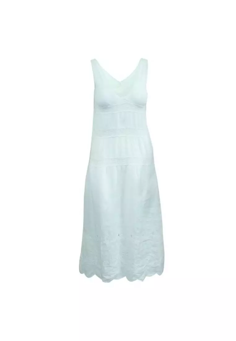 Designer white linen dresses clearance
