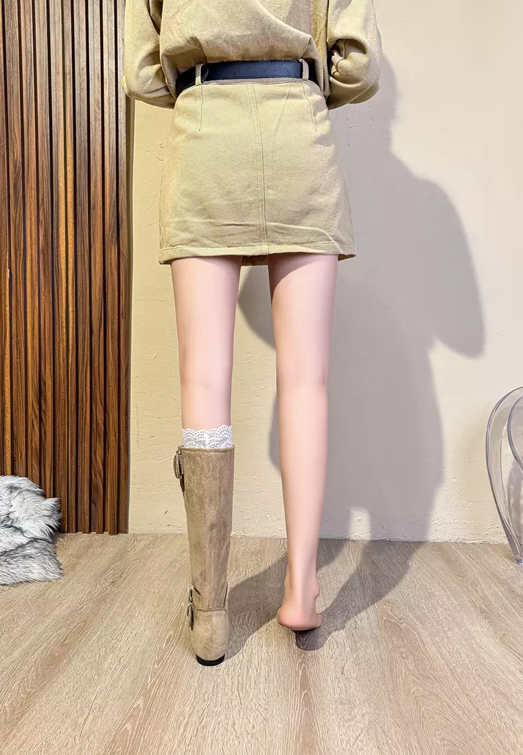 Insole-heightened Suede Skinny Boots TE9660-3