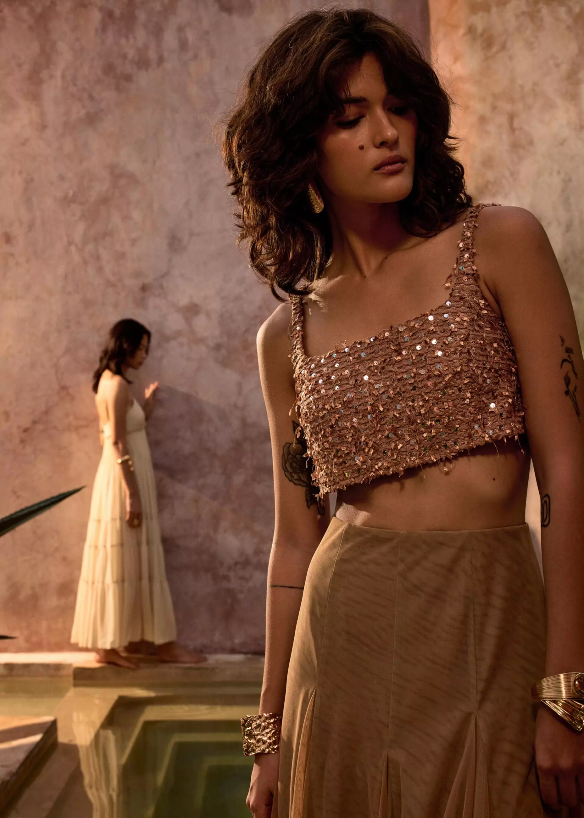 Atasan Wanita - BraFree by LB Sequin Square Neck Crop Top