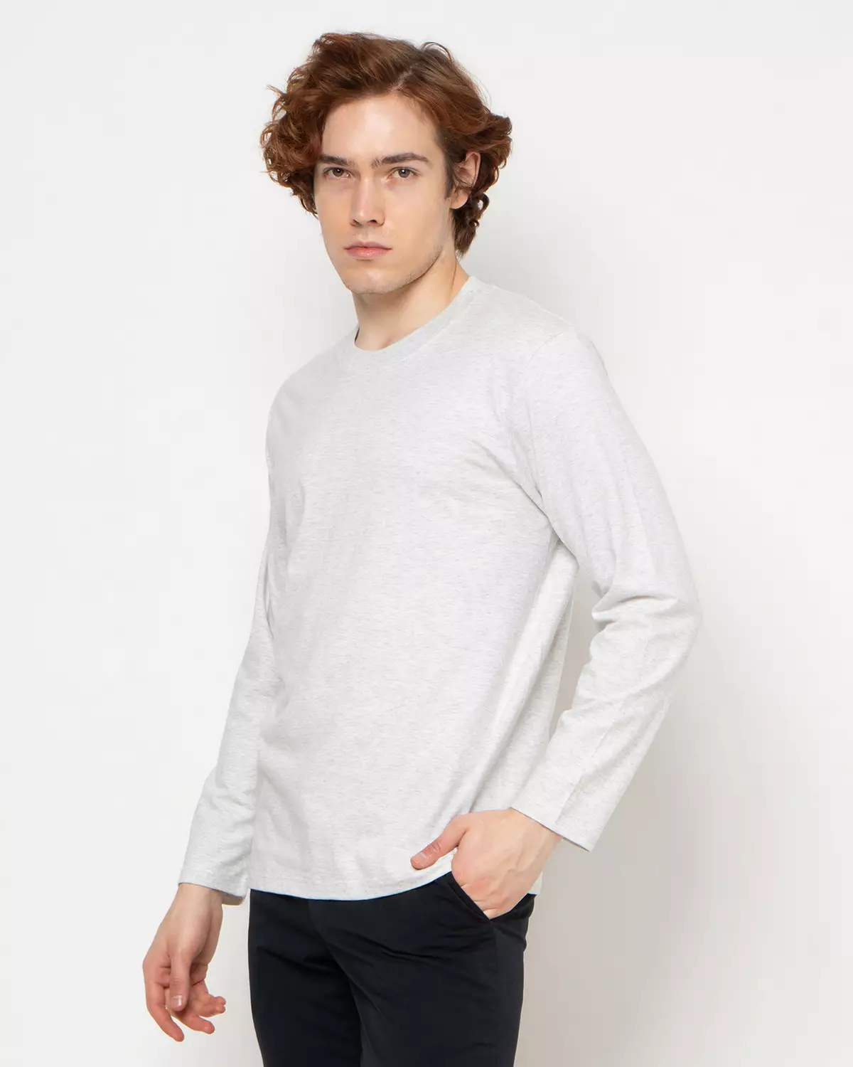 Country Fiesta Basic T-Shirt Long Bodysize Kaos Polos Heavyweight Heather Grey - 01TSL00131