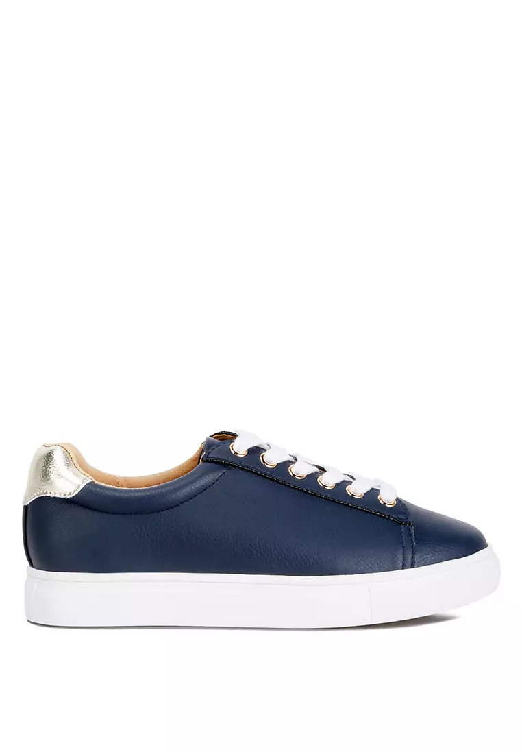 Discount on London Rag  shoes - SKU: Navy/Gold Croc Back Panel Sneakers