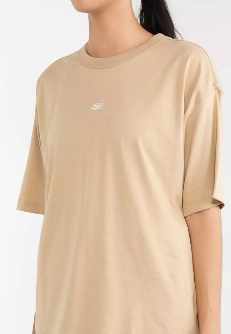 New Balance Women's Athletics Oversized T-Shirt - Beige (Size L)