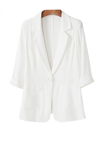 Twenty Eight Shoes white VANSA Cotton Linen Ice Silk Coat   VCW-C05M DA5C6AA0E7EF76GS_1