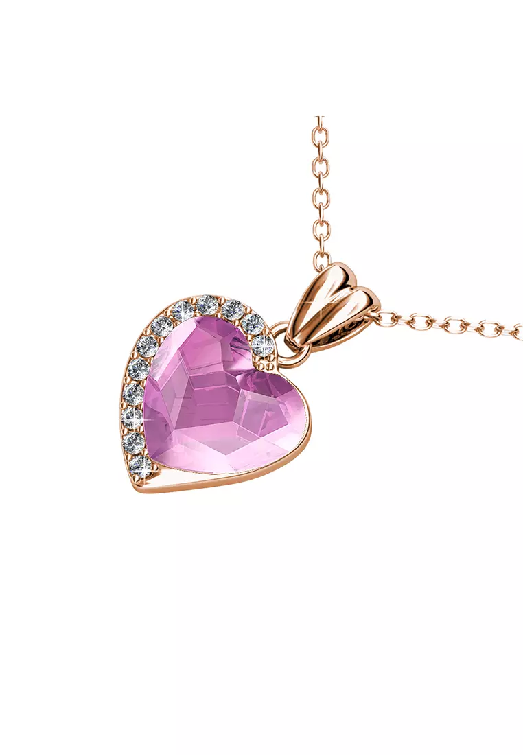 Fond Love Pendant Light Pink RG - Kalung Crystal Swarovski by Her Jewellery