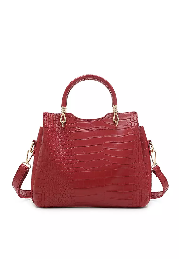 Women's 3-in-1 Handbag with Pouch & Purse (3-in-1 Tas Wanita & Dompet Wanita) - Merah