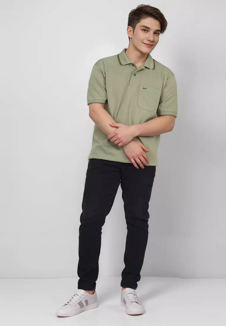 Crocodile COLE Pistachio - Baju Kaos Kerah Pria Men Polo Relax fit