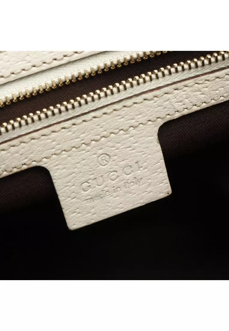 Pre-Loved Gucci Bamboo Horsebit GG canvas Handbag tote bag canvas leather beige off white