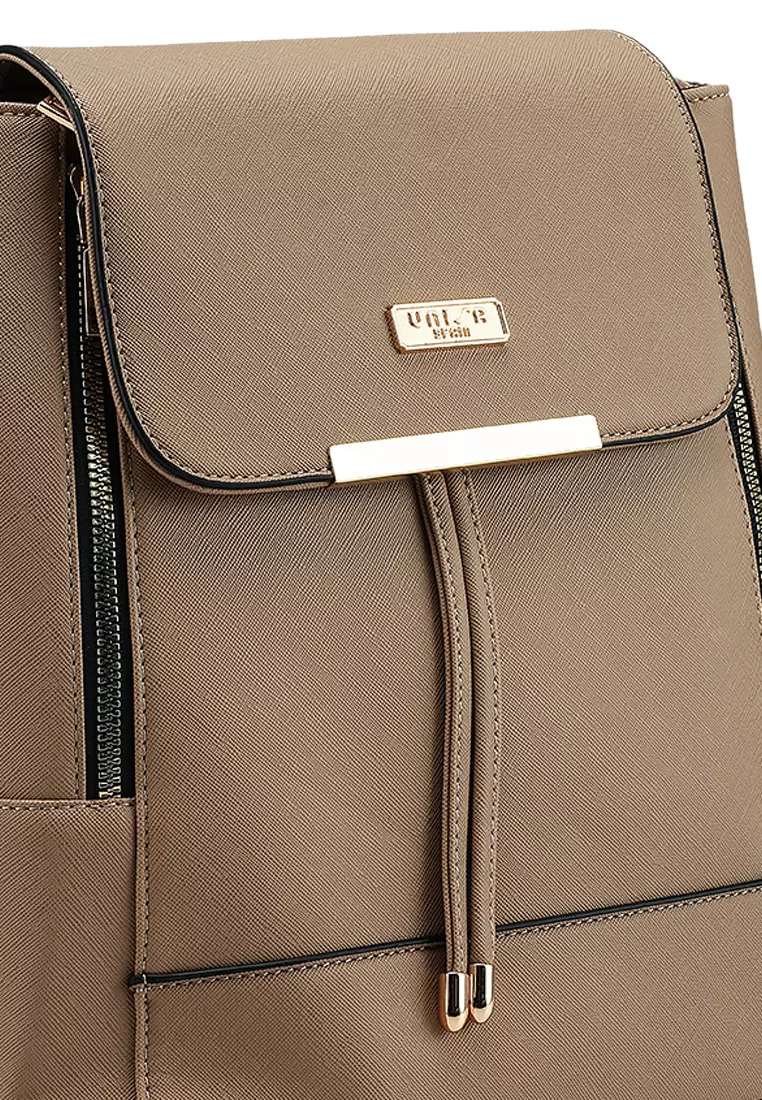 Saffiano Backpack With Flap Over