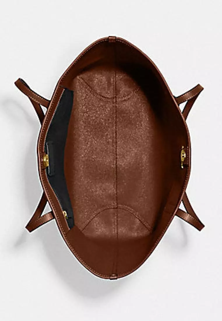 Coach City Tote In Signature Canvas Brown Redwood