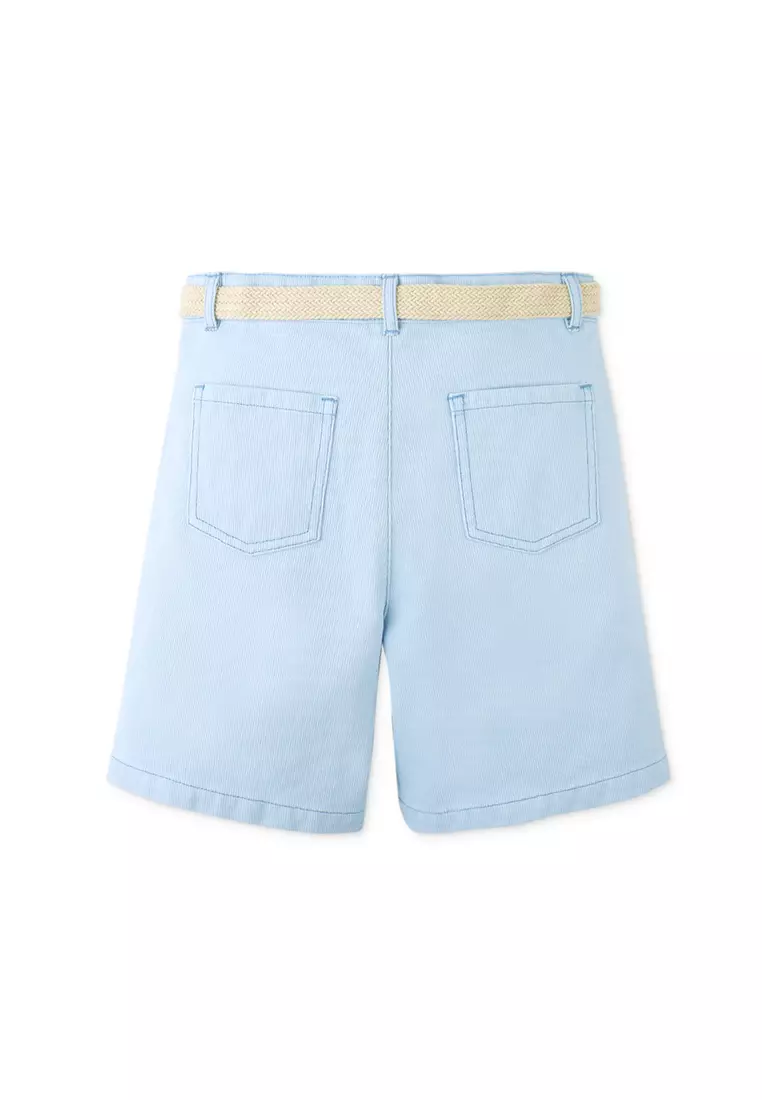 Sam Regular Fit Bedford Cord Shorts with Braided Cotton Belt