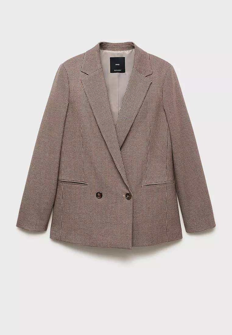 Houndstooth Blazer Tweed Mango MANGO Houndstooth Wool-Blend Blazer