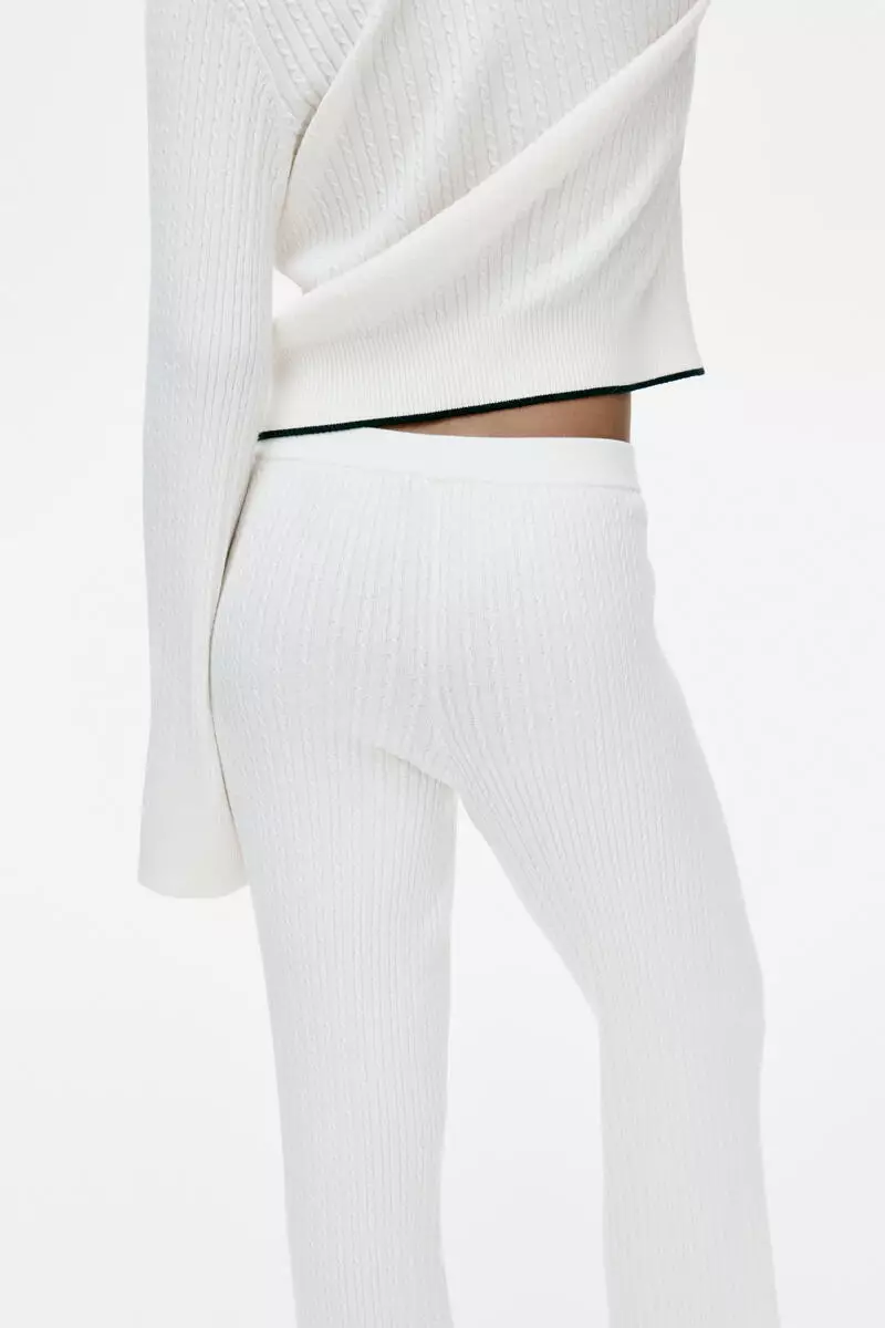 Flared cable-knit trousers