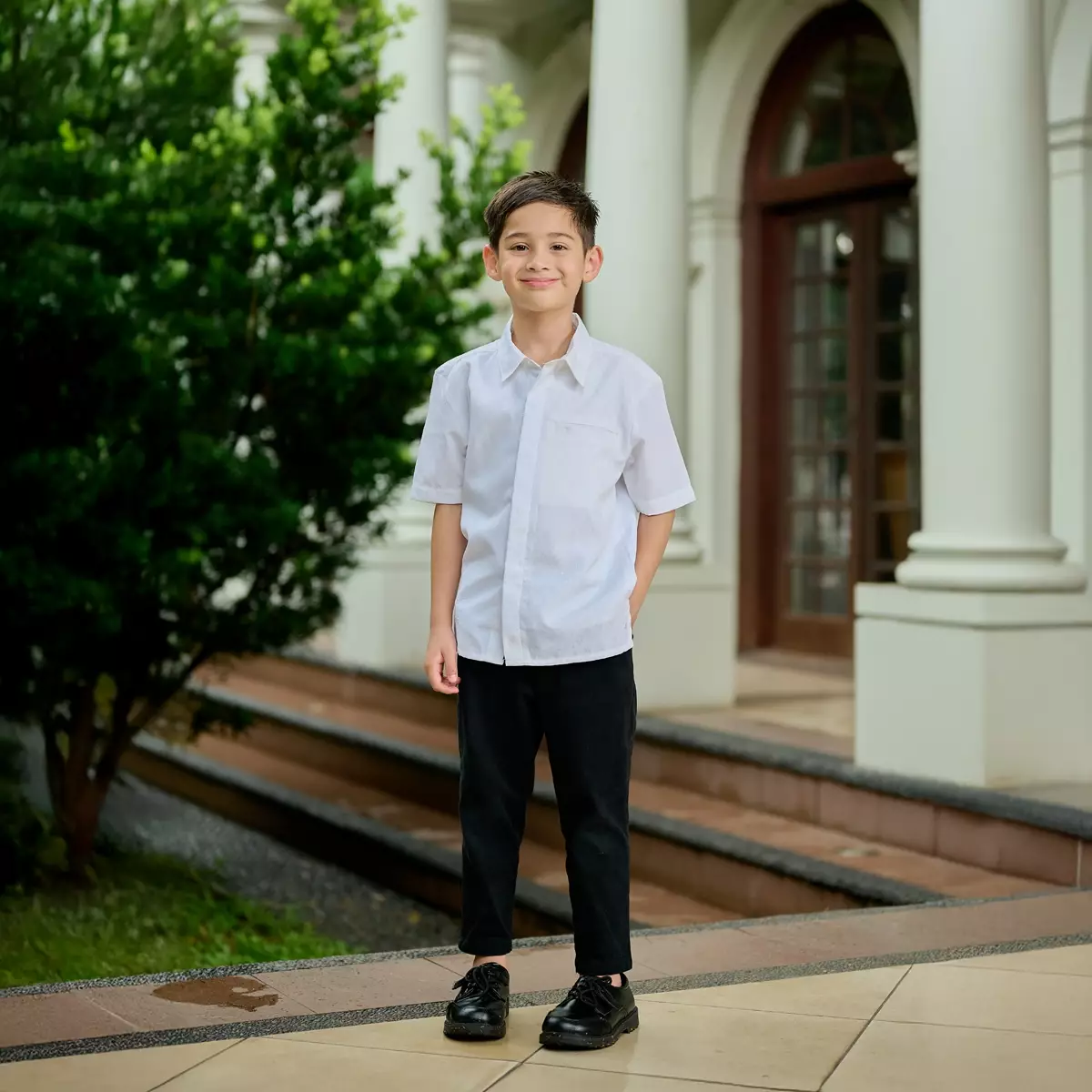 ZM Zaskia Mecca - Bach Snow Kemeja Koko Anak Pria - White Series - Binar Samudra