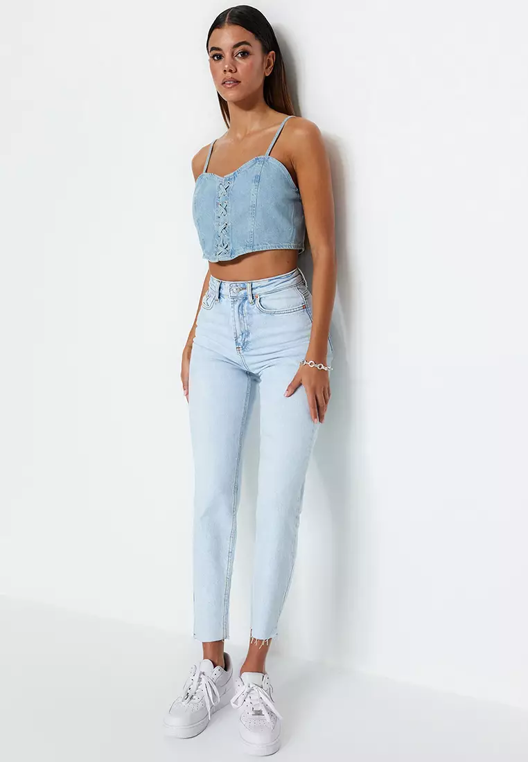 High Waist Slim Mom Jeans
