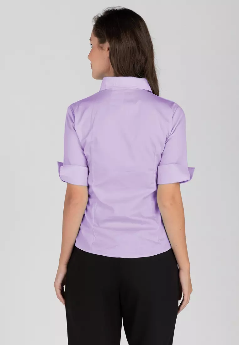 Diana 3/4 Sleeve Plain Button Down Office Blouse