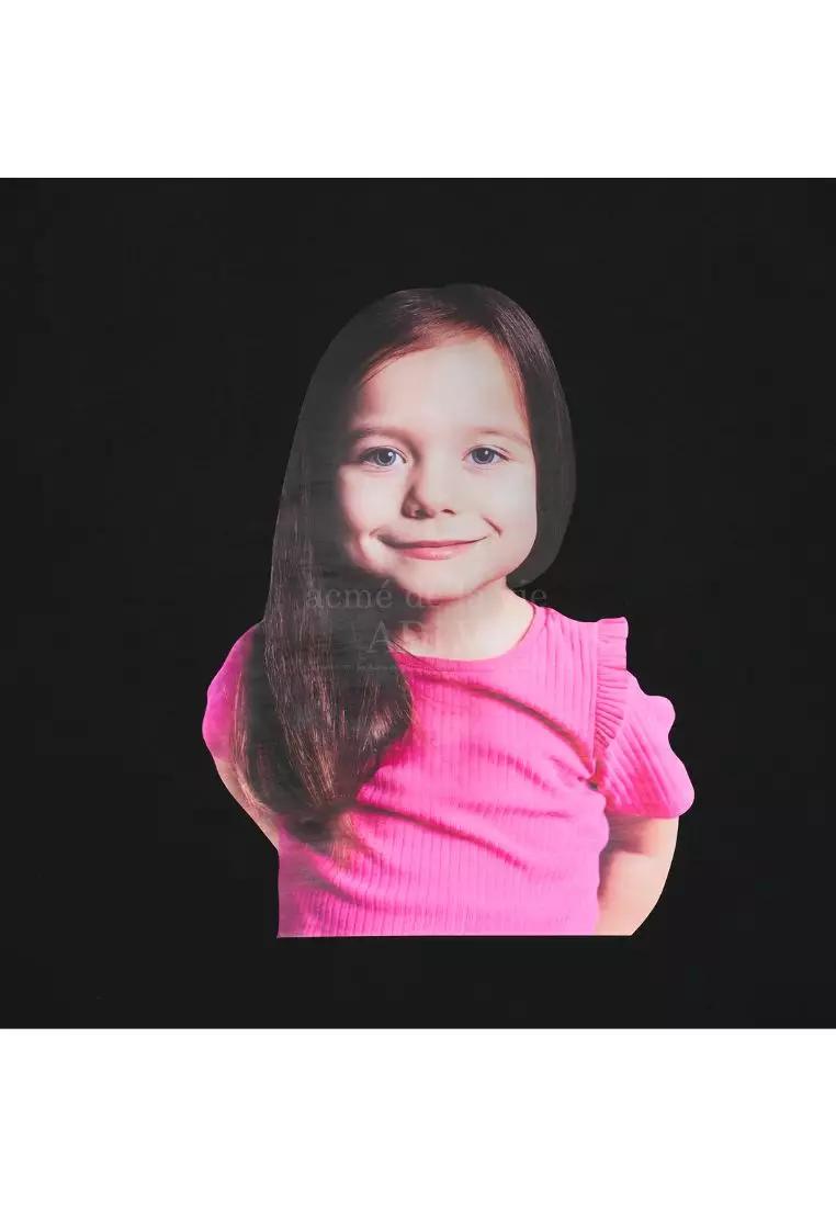 Baby Face Pink Short T-Shirt Girl Short Sleeve T-Shirt Black