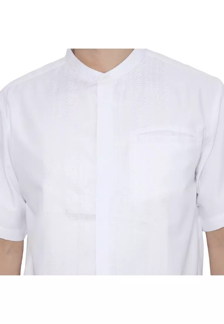 POLICE Kemeja Koko Border Printing Putih Regular Fit Pria