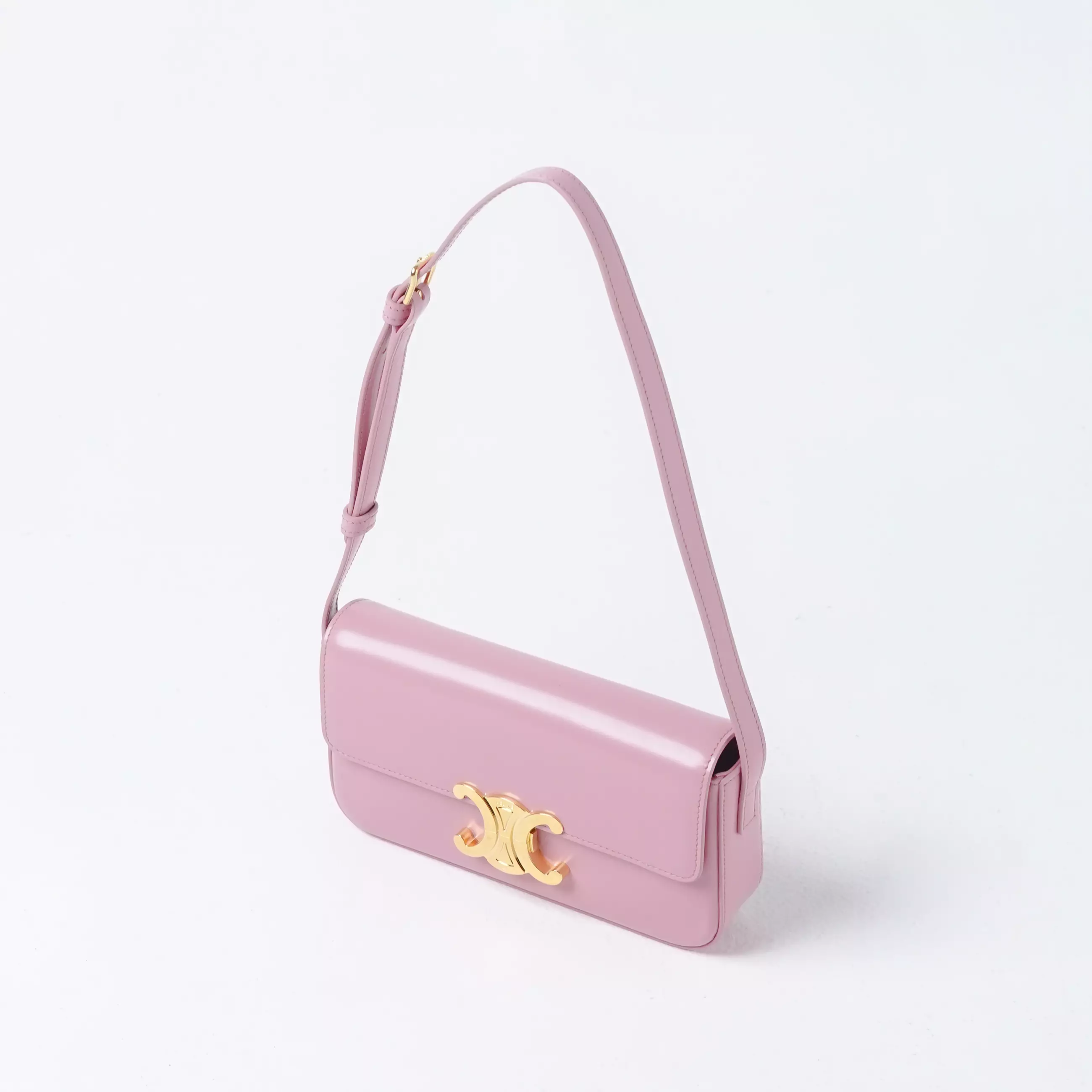 Tas CELINE TRIOMPHE GHW ROSE PINK LEATHER SHOULDER BAG 100% ORIGINAL