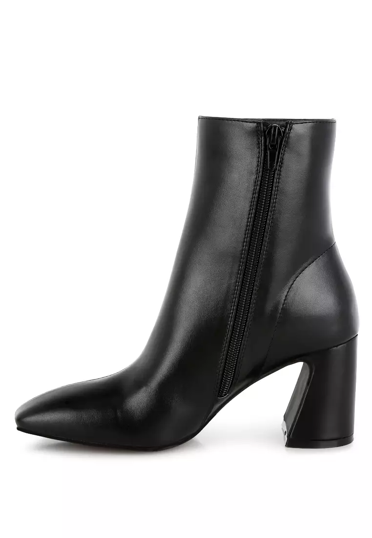 Square Toe Ankle Boots In Black