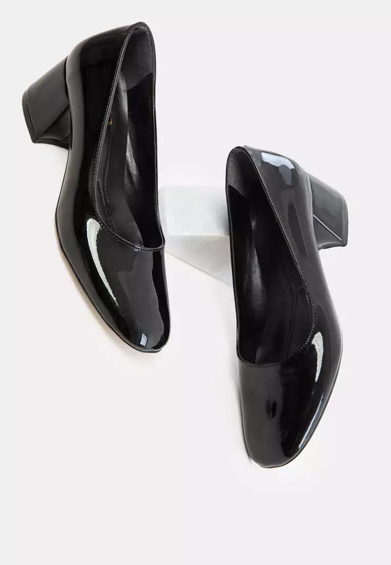 Black Patent Leather Women'S Classic Heeled Shoes 20808