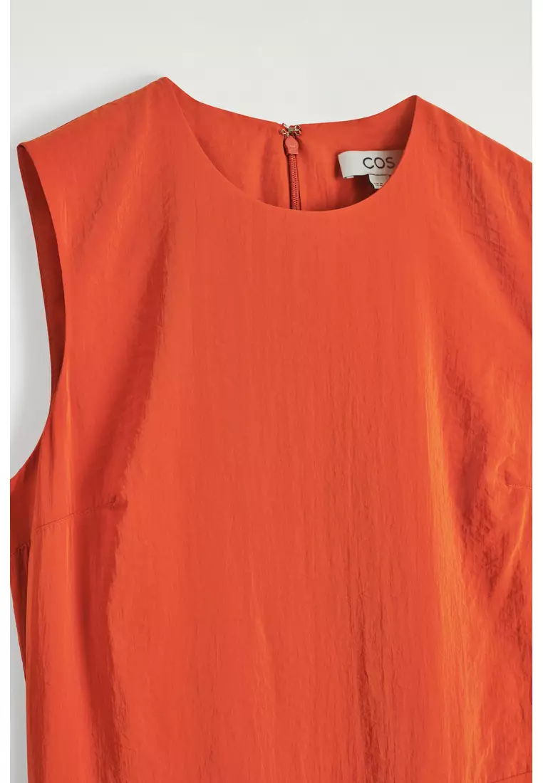 SLEEVELESS BUBBLE-HEM MIDI DRESS