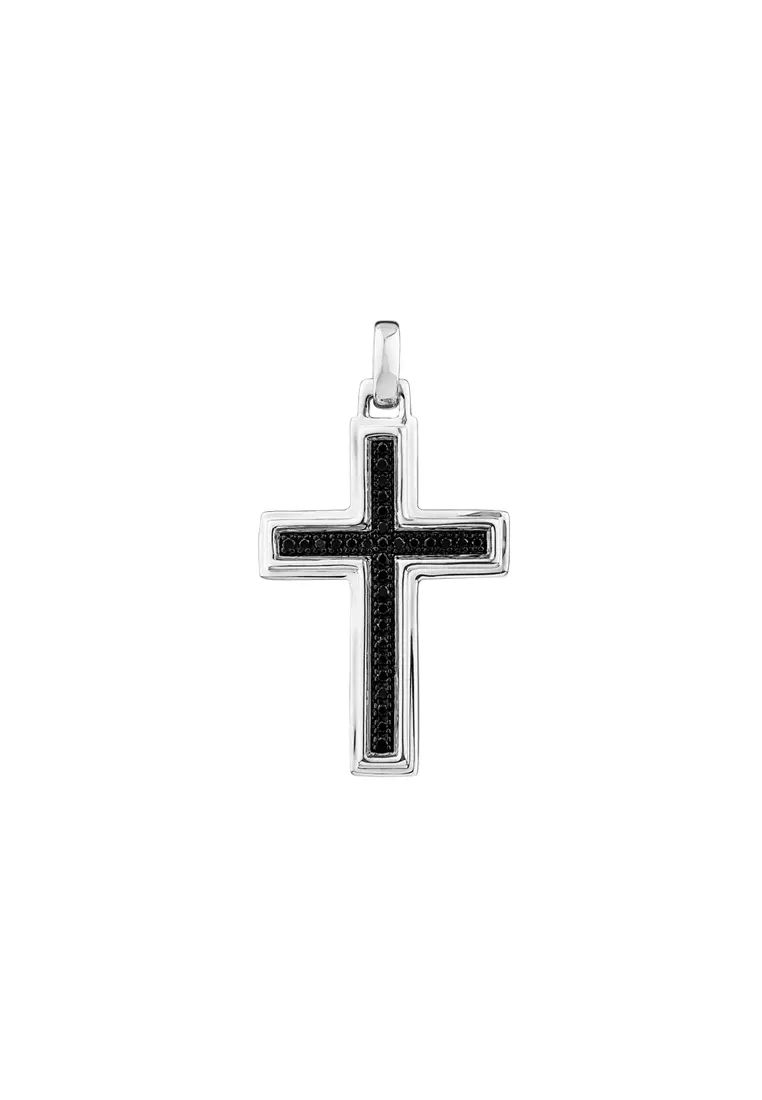 Mens cross necklace on sale with black diamonds