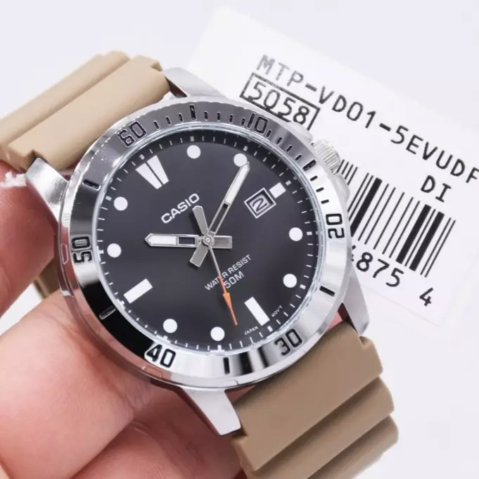 Casio MTP-VD01-5EVUDF Silver Karet Cowok