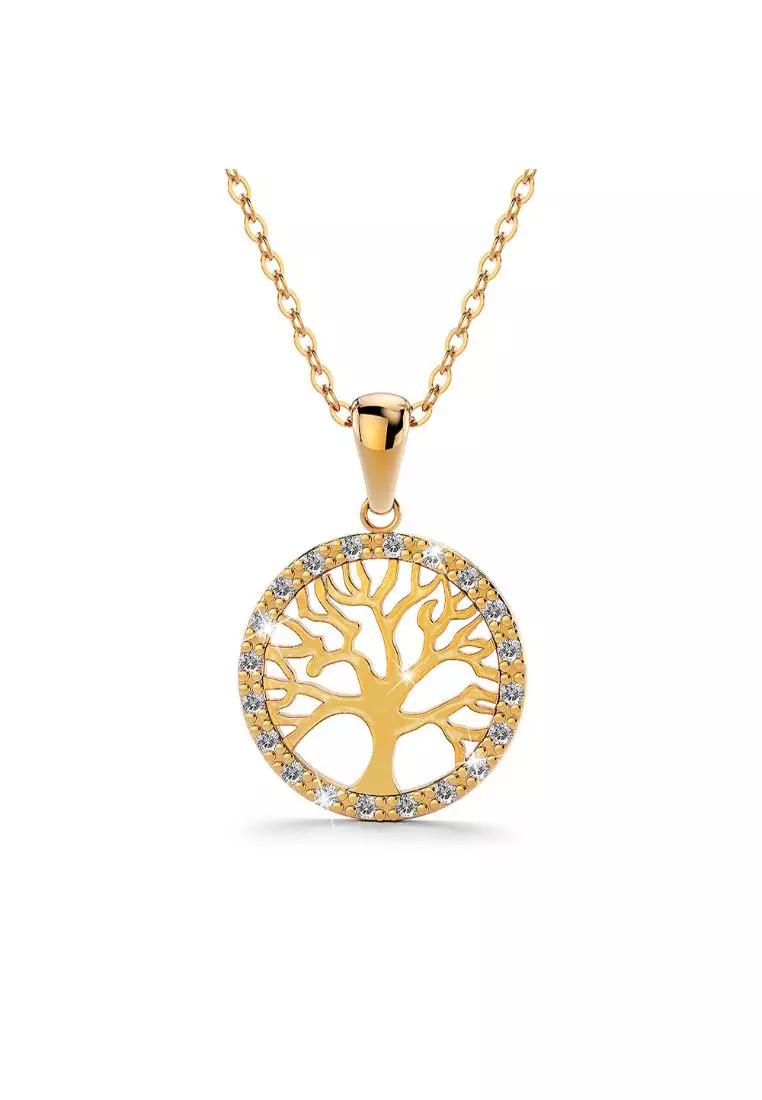 BULLION GOLD Tree In Circle of Life Pendant Necklace Gold