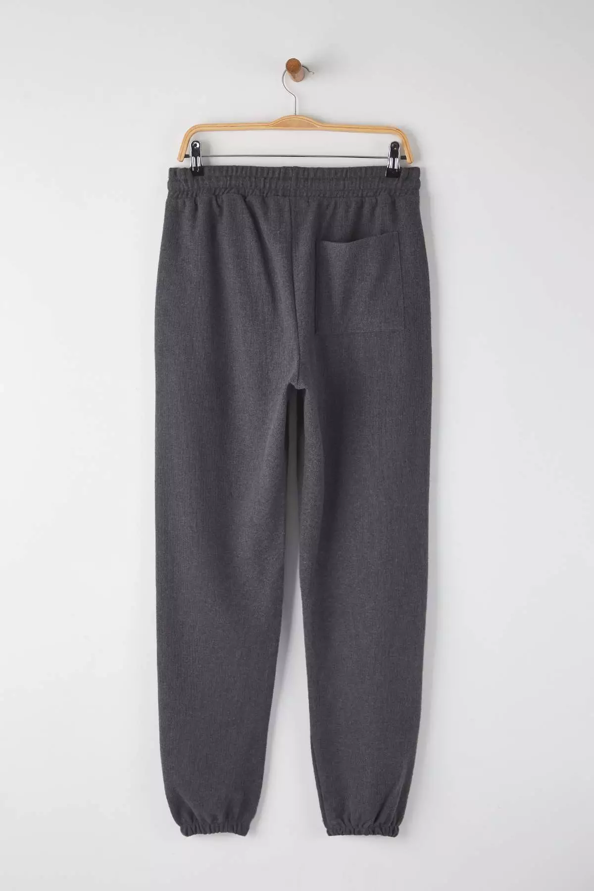 Anthracite Regular Cut Elasticated Leg Soft Touch Textured Knitted Pajama Bottoms