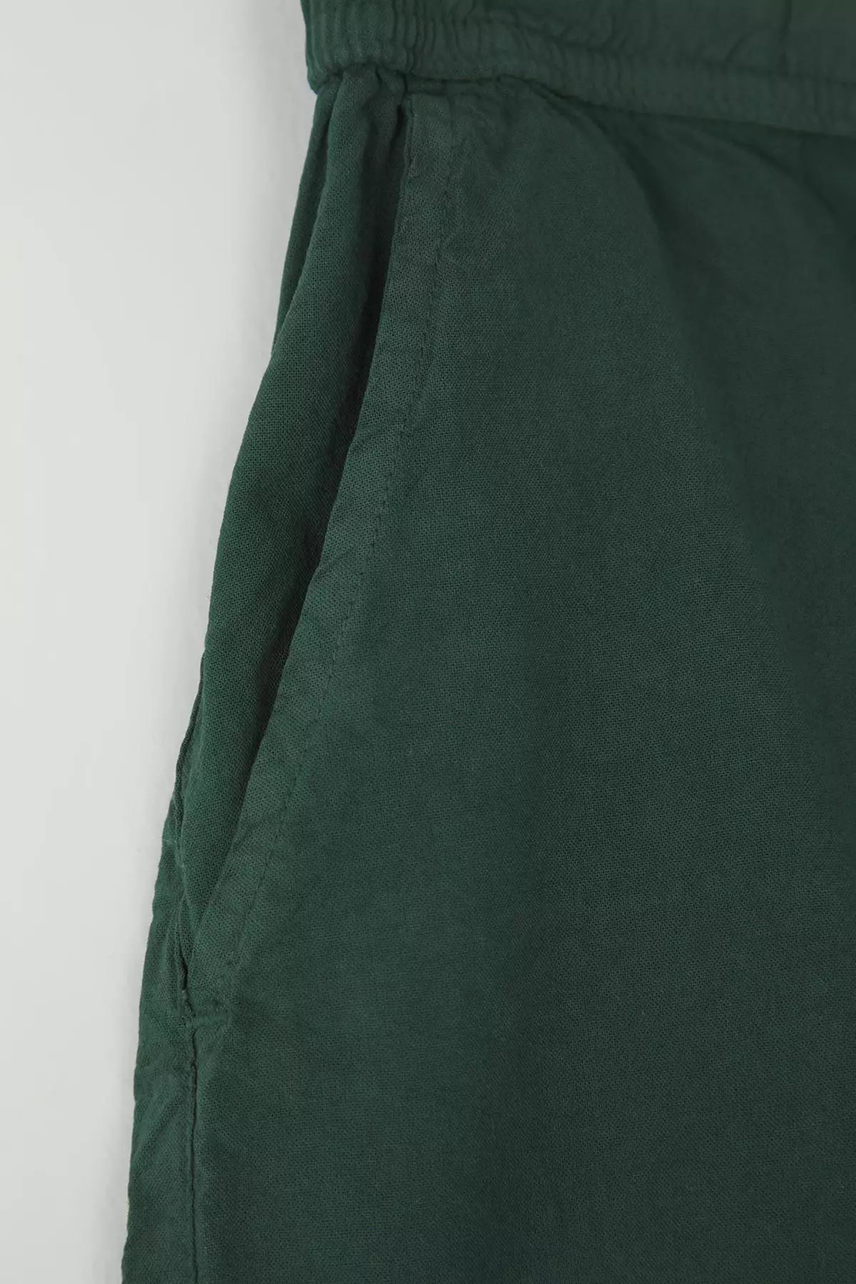 Dark Green Loose Fit Cotton Lace-Up Shorts TMNSS23SR00056