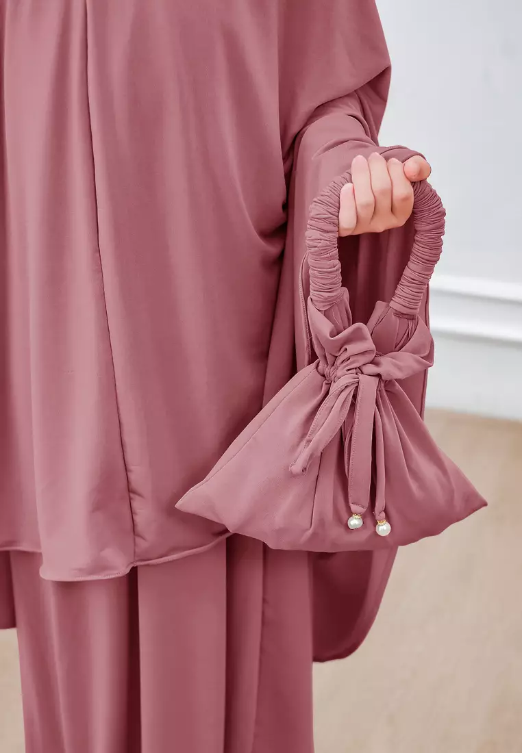 Zelena - Raudhia Prayer Set | Mukena French Khimar Set - Mauve - Remaja