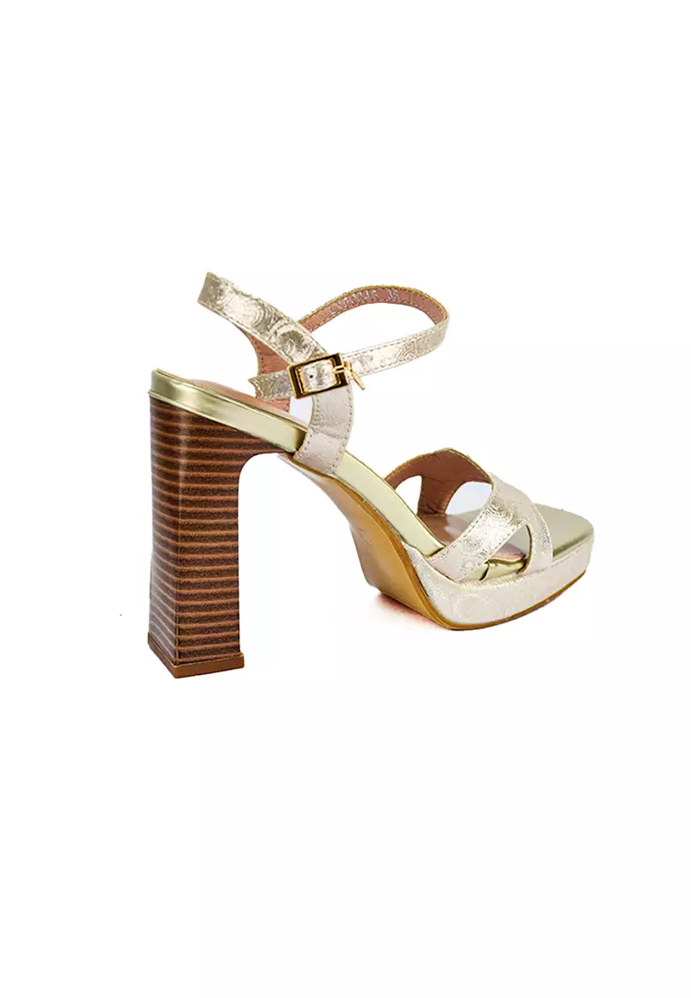 Women's Heeled Sandals LX 26246 Gold C49