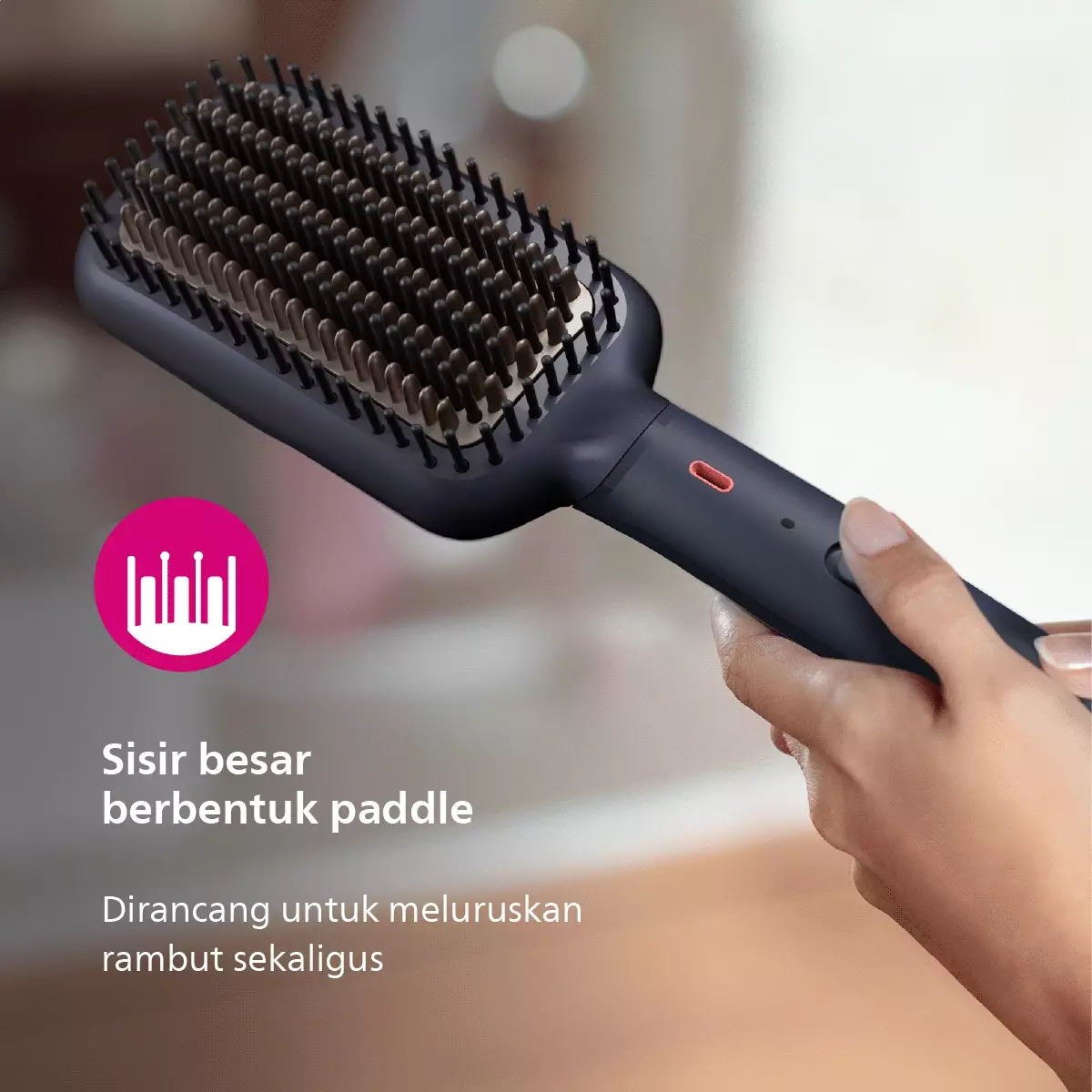 Philips Heated Straightening Brush BHH885/00 Pelurus Rambut Natural