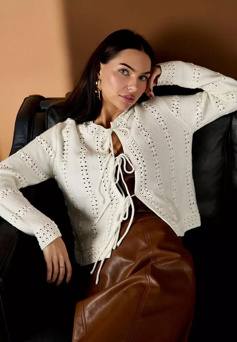 GWD Rachel Cream Crochet Cardigan