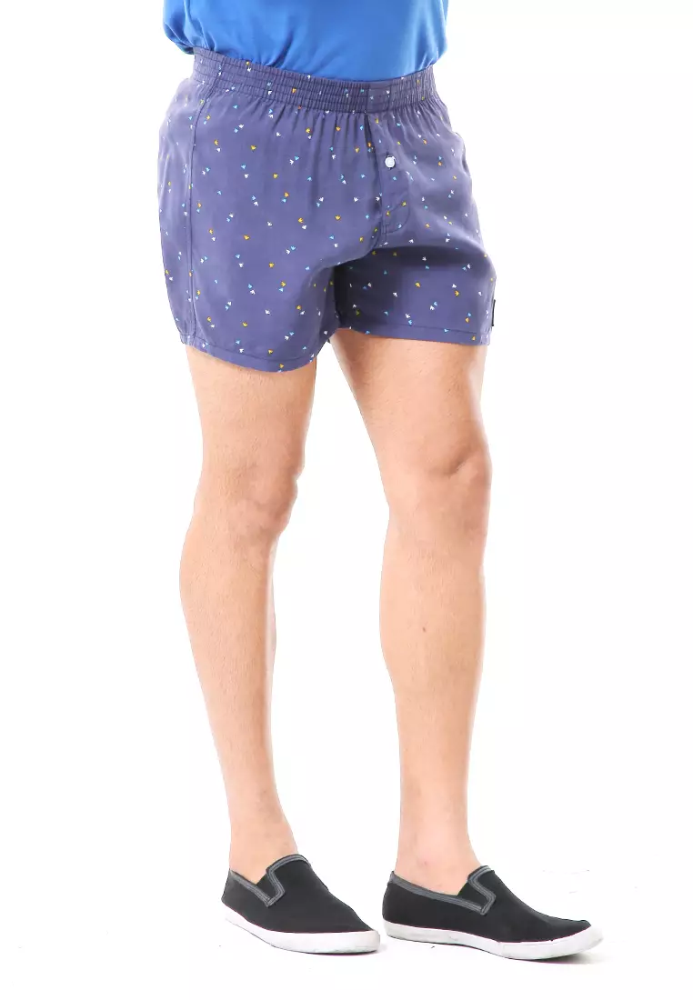 Grissham Celana Pendek Pria Short Boxer Stylish Motif Abstrack Material Cotton ORIGINAL - Blue