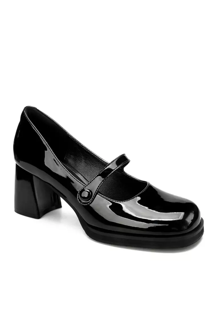 7CM Square Toe Patent Leather Mary Jane Shoes TE2156-1