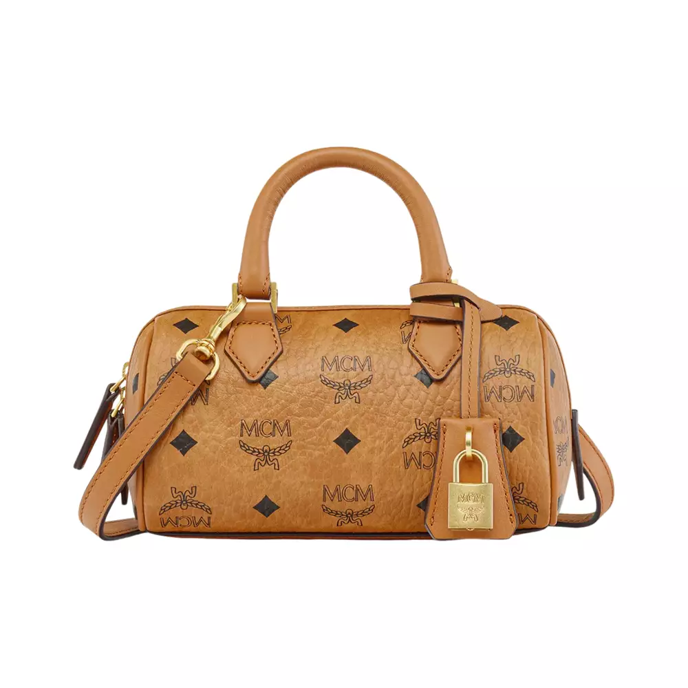Mcm Cognac Visetos Boston Bag MCM Handbag: Brown Visetos