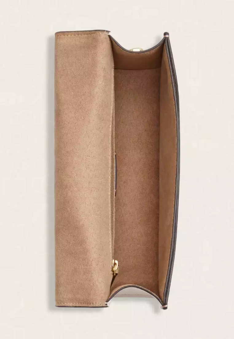 Coach Eliza Flap Crossbody Bag In Signature Canvas Light Khaki Chalk