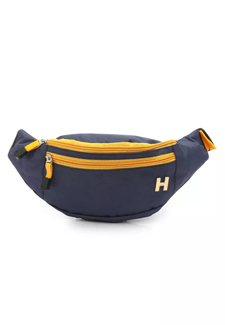 Noice Waisbag unisex Plain Casual Fashion Style Sport Large Storage Material Polyster ORIGINAL - Navy Yellow