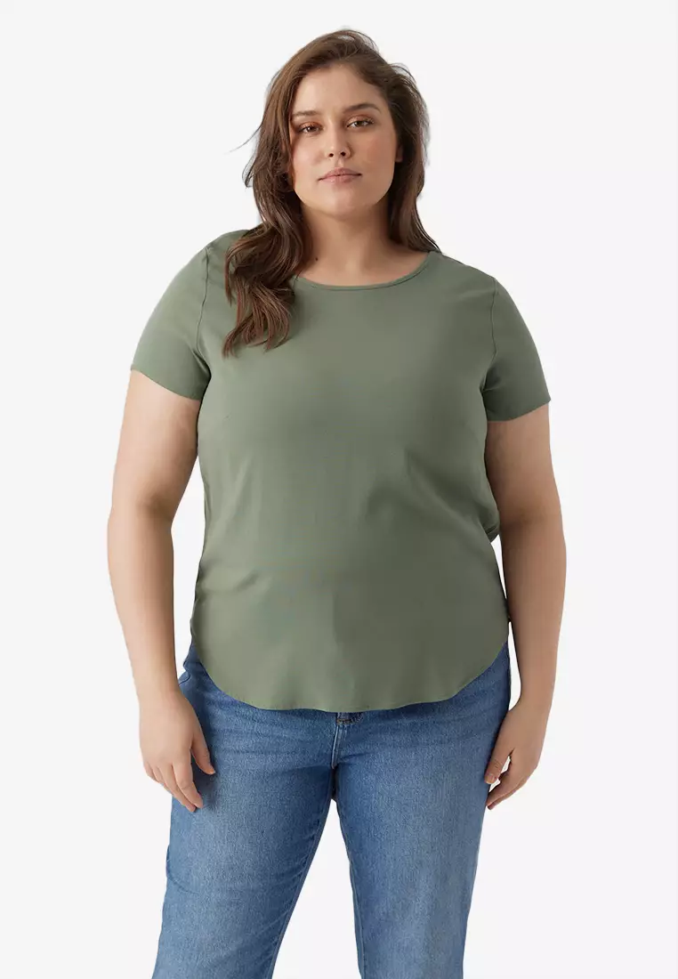 Buy Vero Moda Plus Size Plain Short Sleeves Top 2024 Online