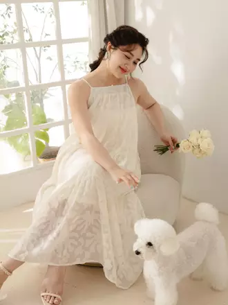 chinese dress ladies Lacey Long Sleeves Collared Ruffle Skirt Dress  Slady Singapore