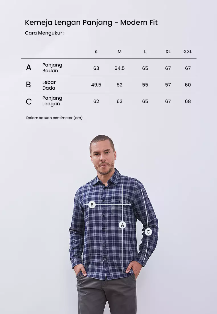 MANZONE - Kemeja Lengan Panjang Pria Jasper Modern Fit - Navy Warna Navy