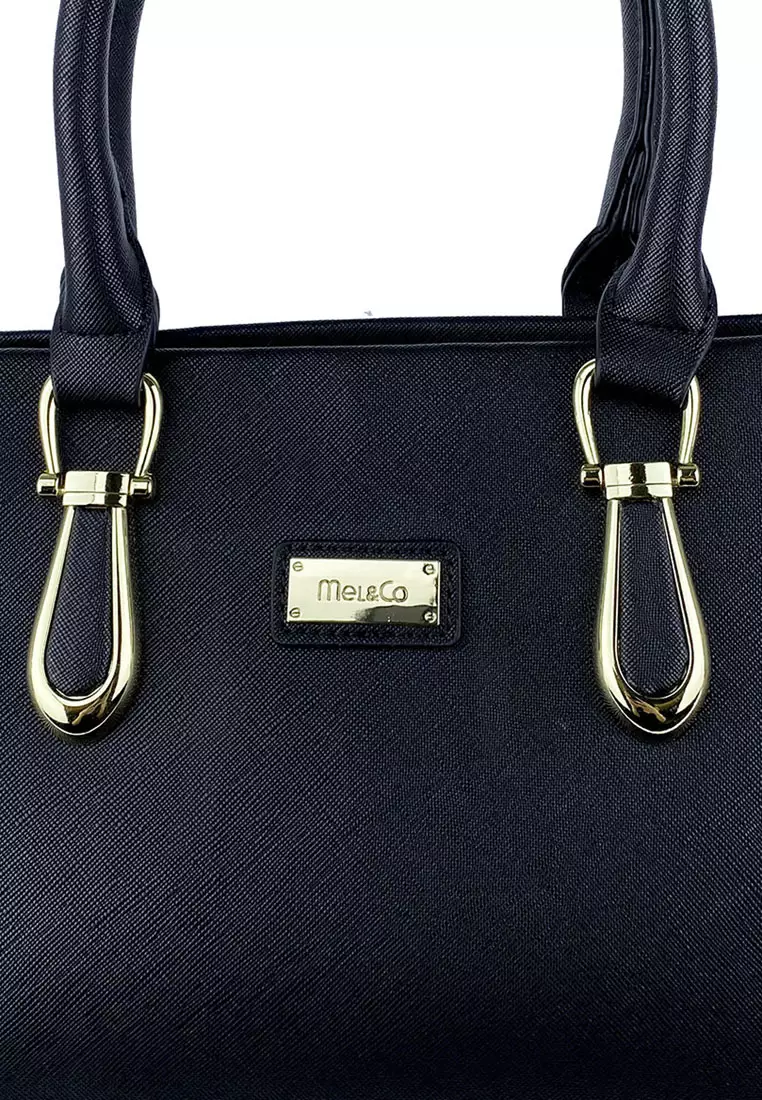 Faux Leather Top Handle Bag
