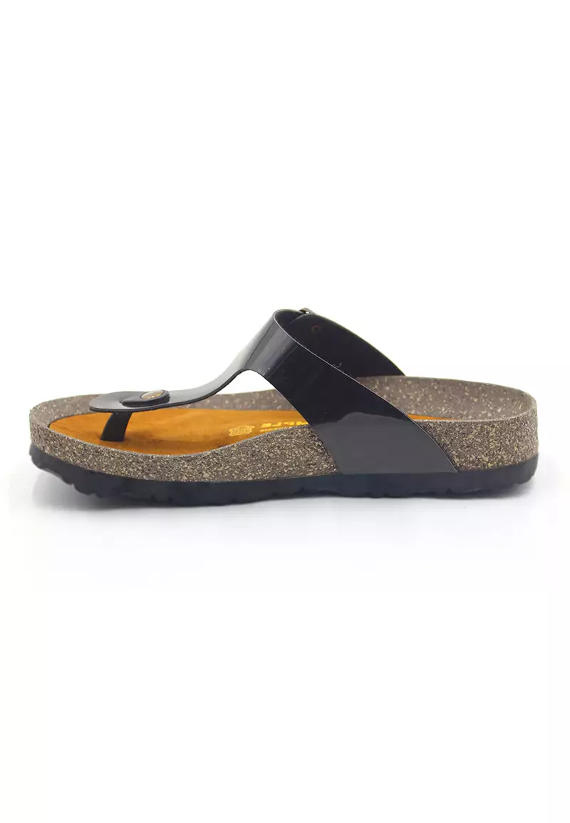 Rome - Glossy Black Sandals & Flip Flops & Slipper