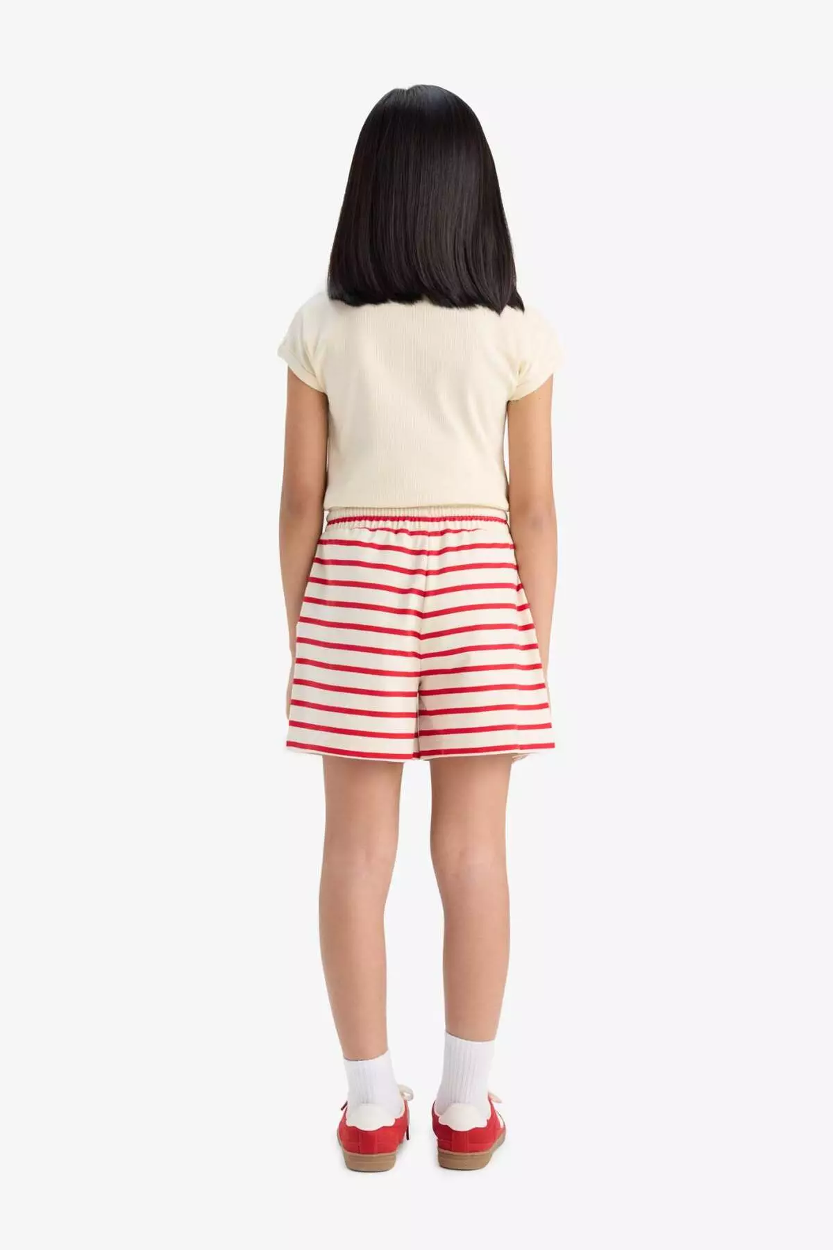 Girl's Elastic Waist Striped Shorts A2466A825Hs