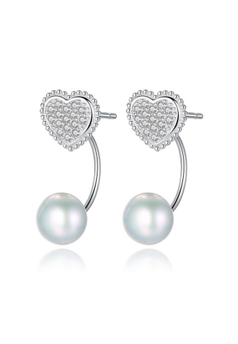 Rouse silver S925 Pearl Heart Stud Earrings 30D24AC0F52683GS_1