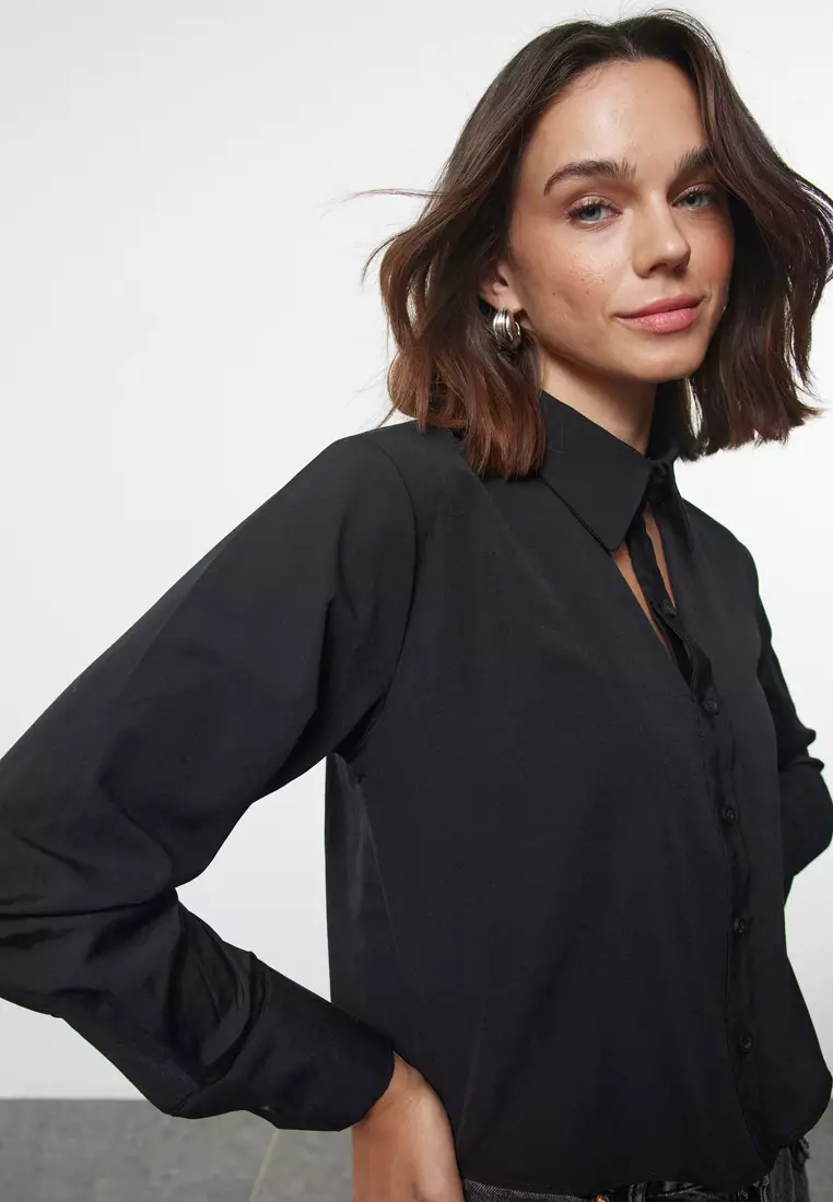Cut Out Detailed Crop Shirt