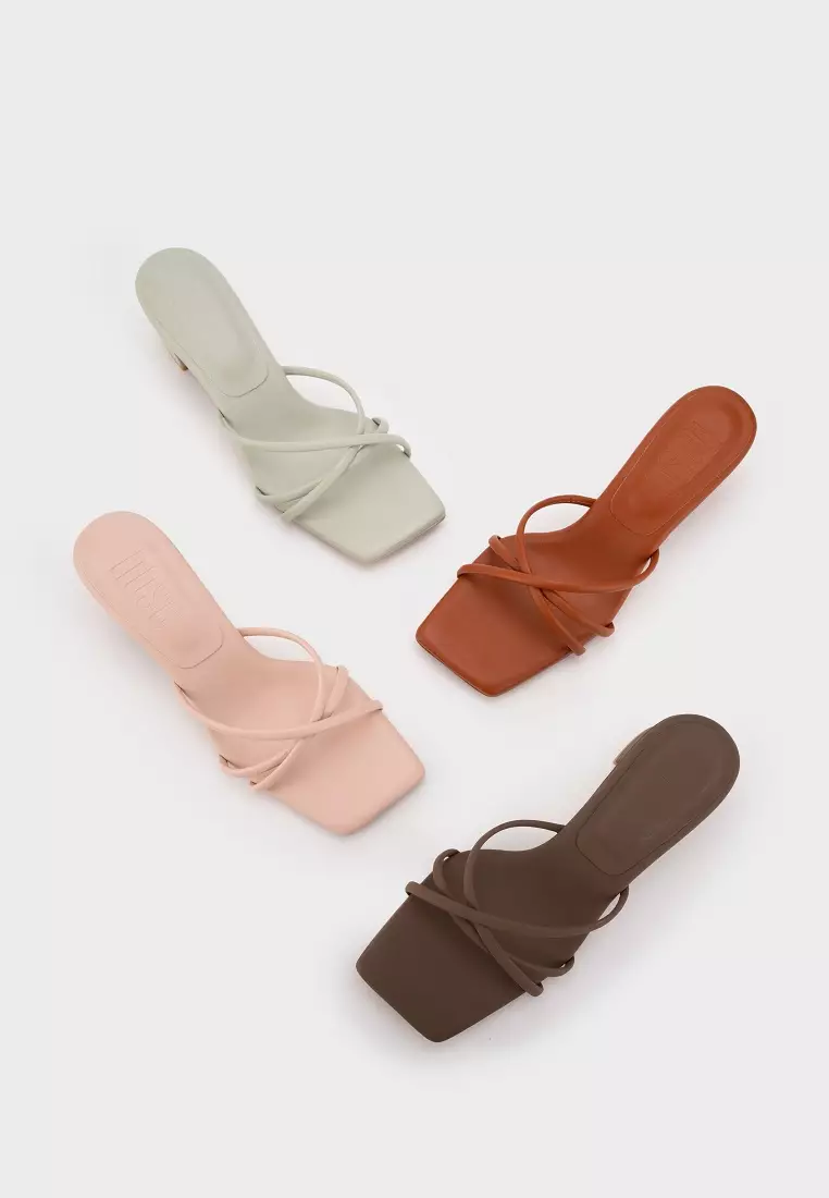 CLOUDFOAM STRAPPY BLOCK HEEL SLIDE方頭踝帶粗跟拖鞋