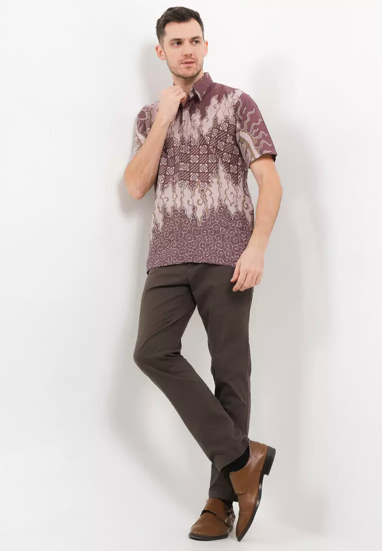 Seroja Kemeja Batik Premium Pria Casual Modern Lengan Pendek