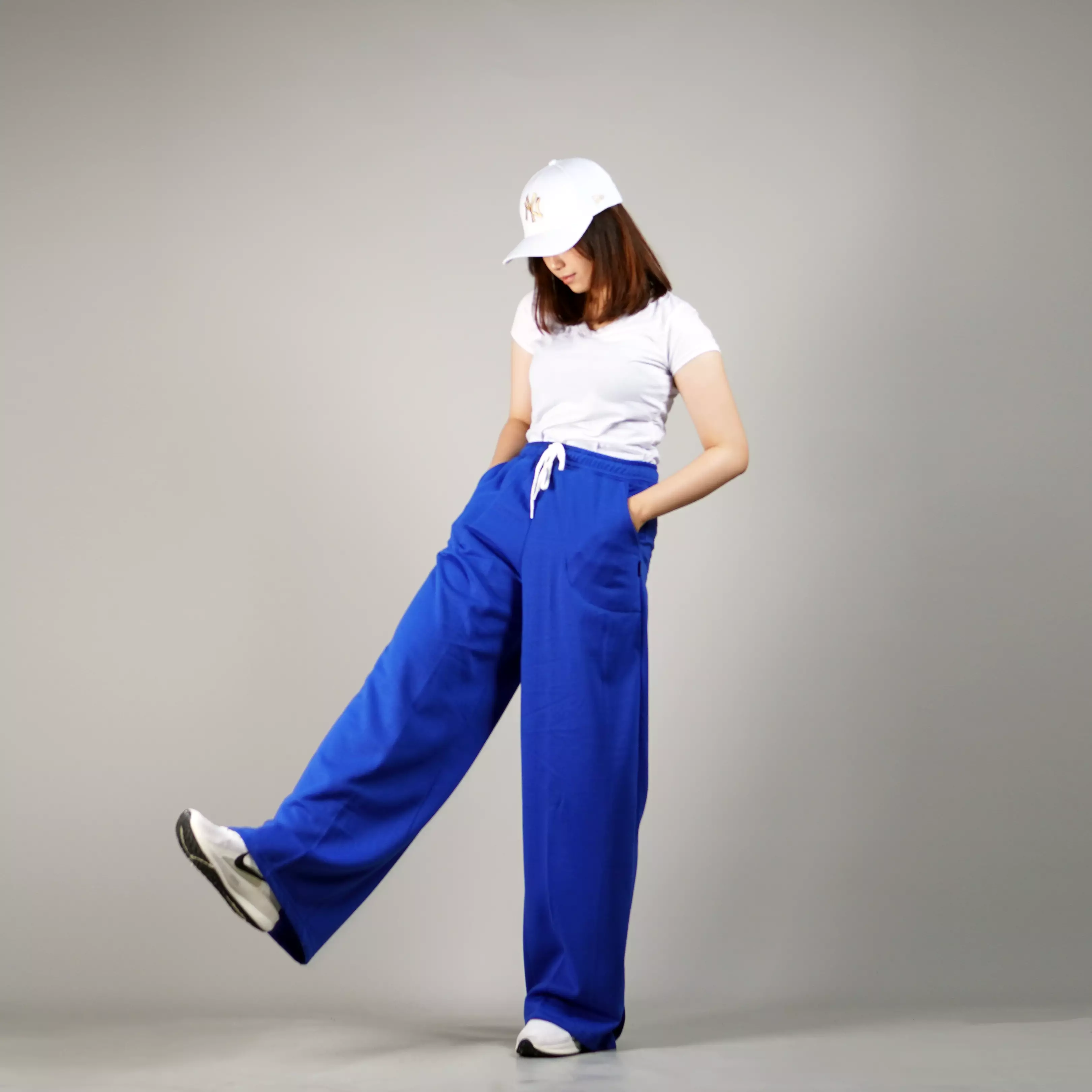 JISOO Celana Panjang Baggy Pants Celana Baggy Loose Pants Wanita - BIRU
